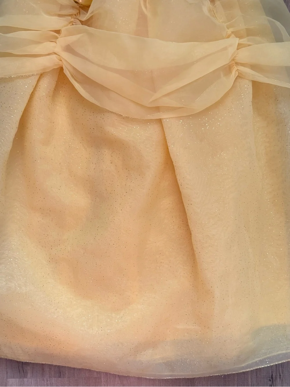 Disney Store Gold Belle Sparkle Princess Girls Kids 9/10 Tulle Dress Costume